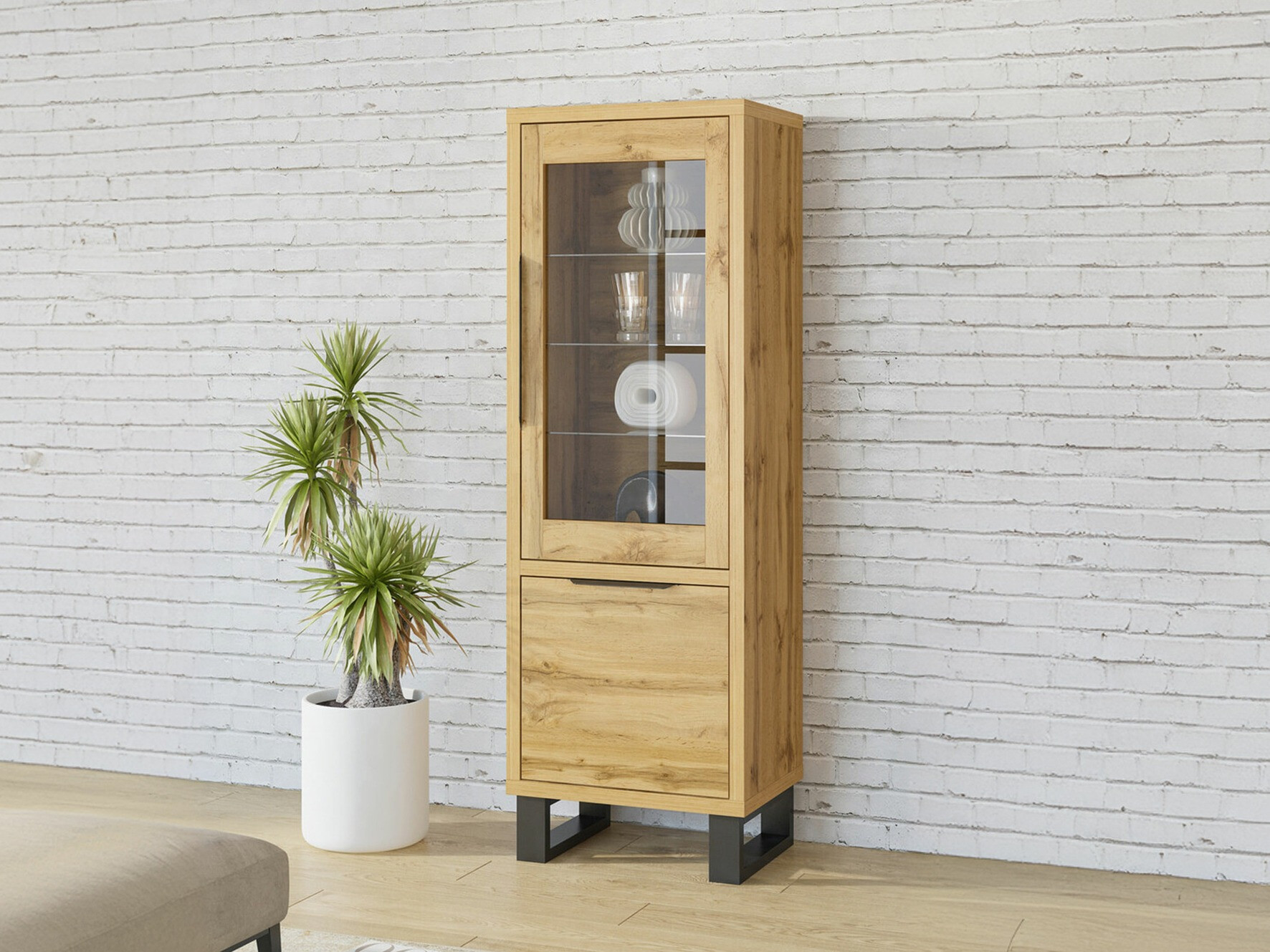 Regal Avicavu 108 (Wotan hrast + Črna)