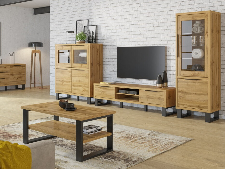 Regal Avicavu 108 (Wotan hrast + Črna)