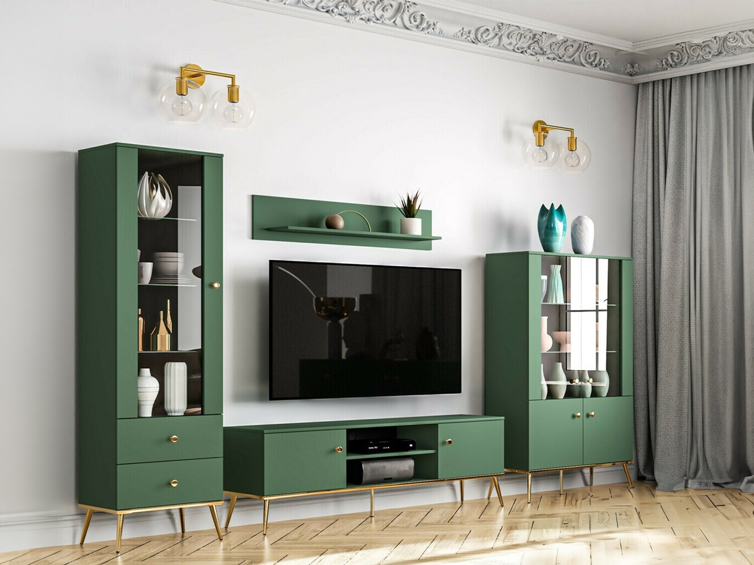 Dnevni prostor Flonovu 110 (Temno zelena + Zlata)
