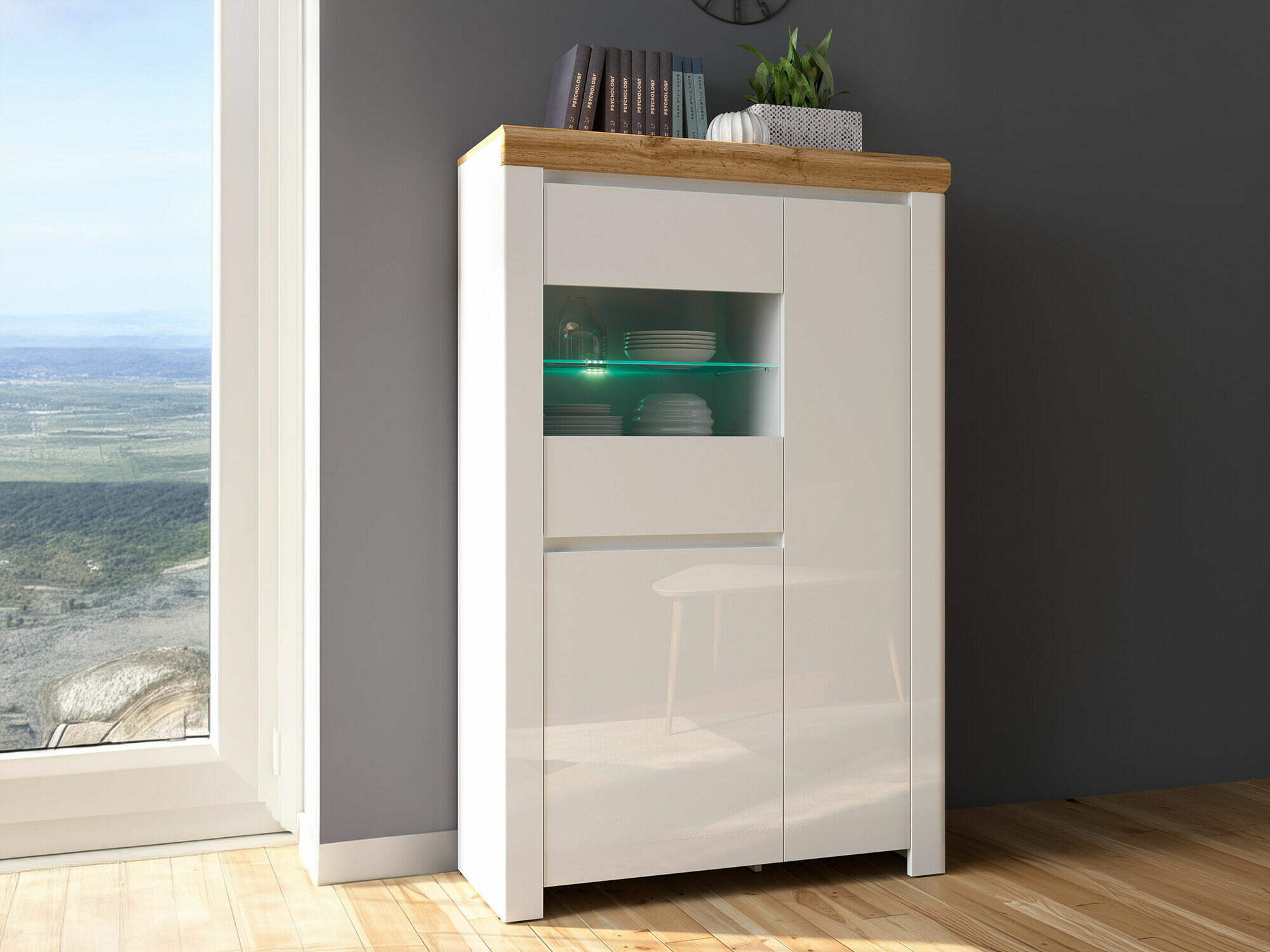 Regal Sonsoru 105 (Bela + Sijaj bela + Wotan hrast)