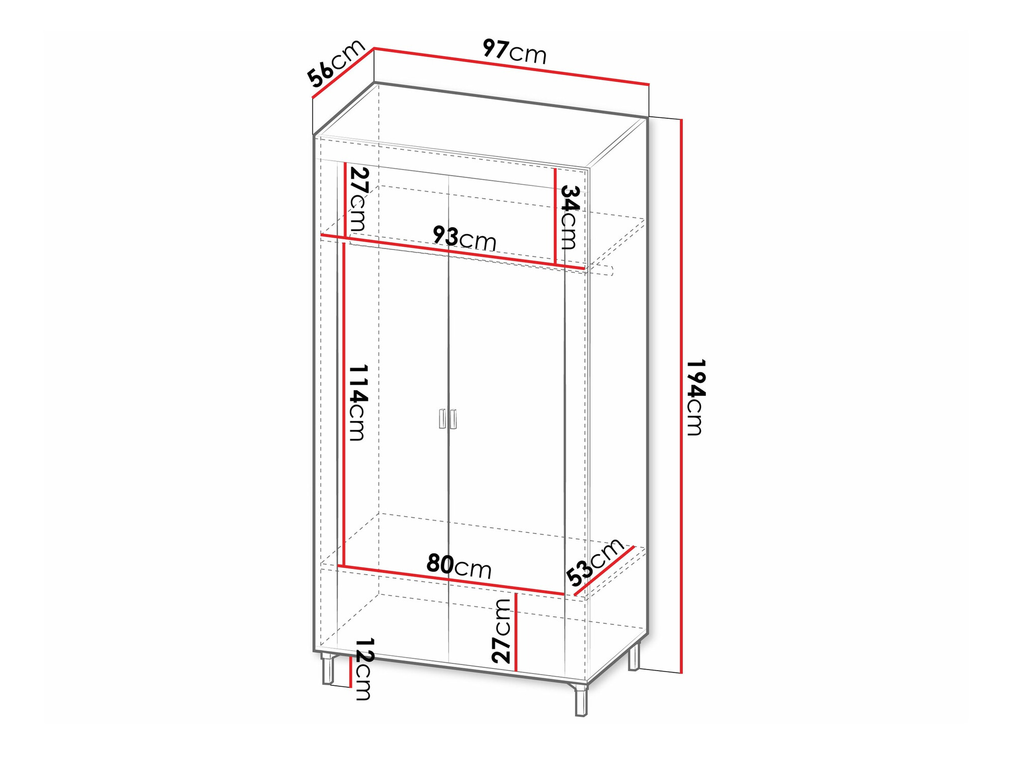 Garderobna omara Mormavu 100 (Mat bela)