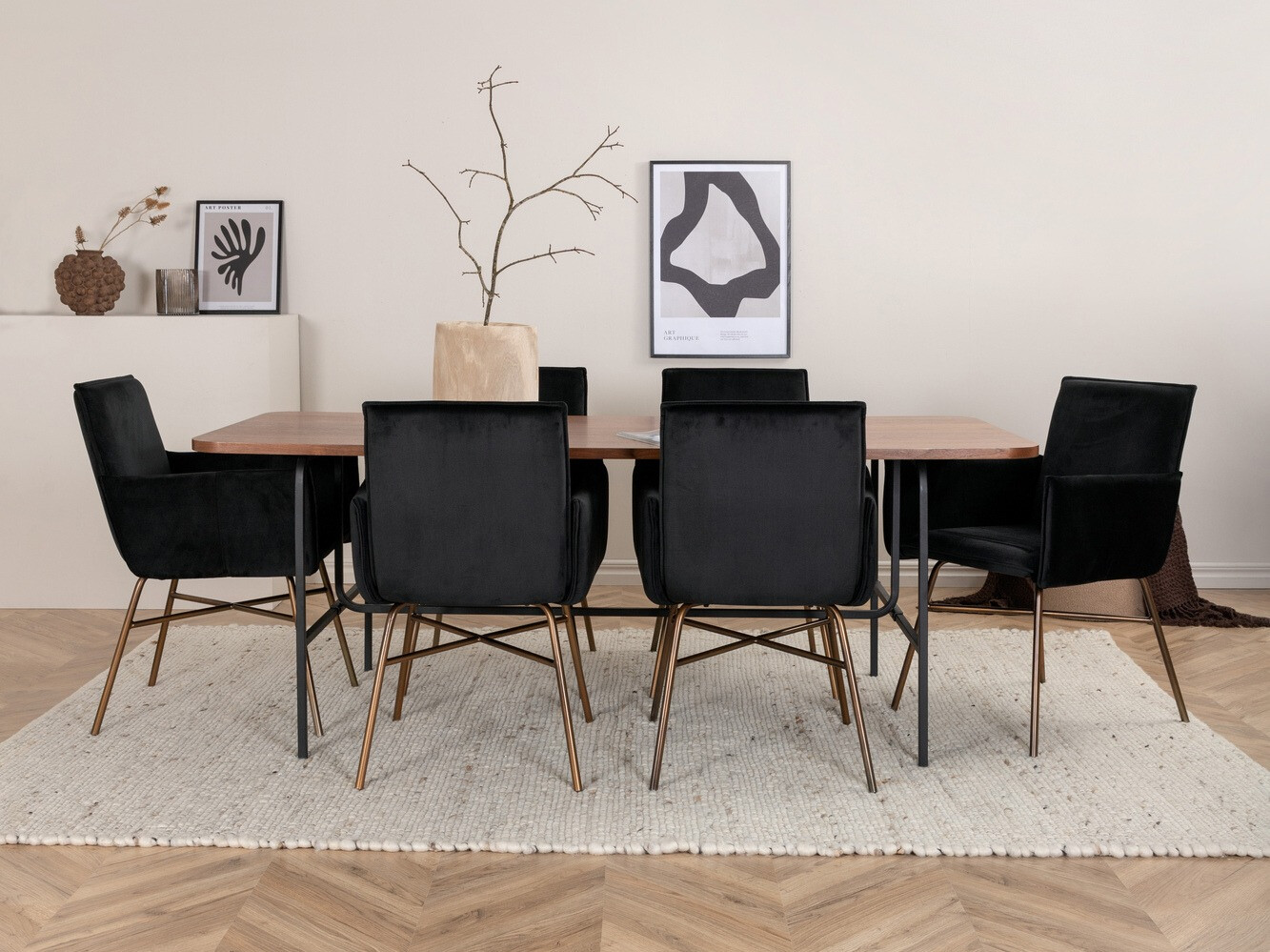 Jedilniški komplet Dallas 2787 (Črna + Baker)