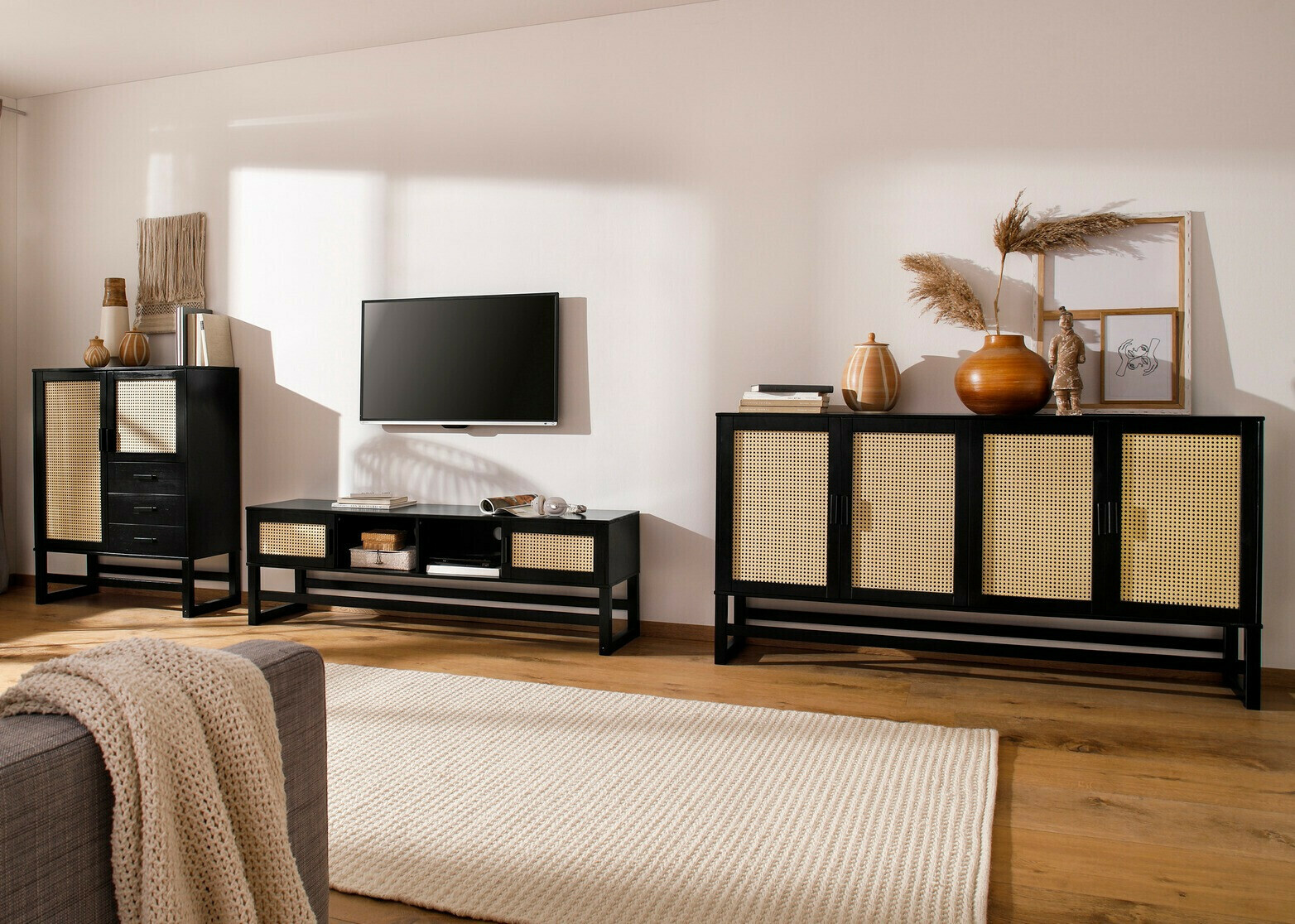 Komoda Nucalu 104 (Črna + Svetlo rjava)