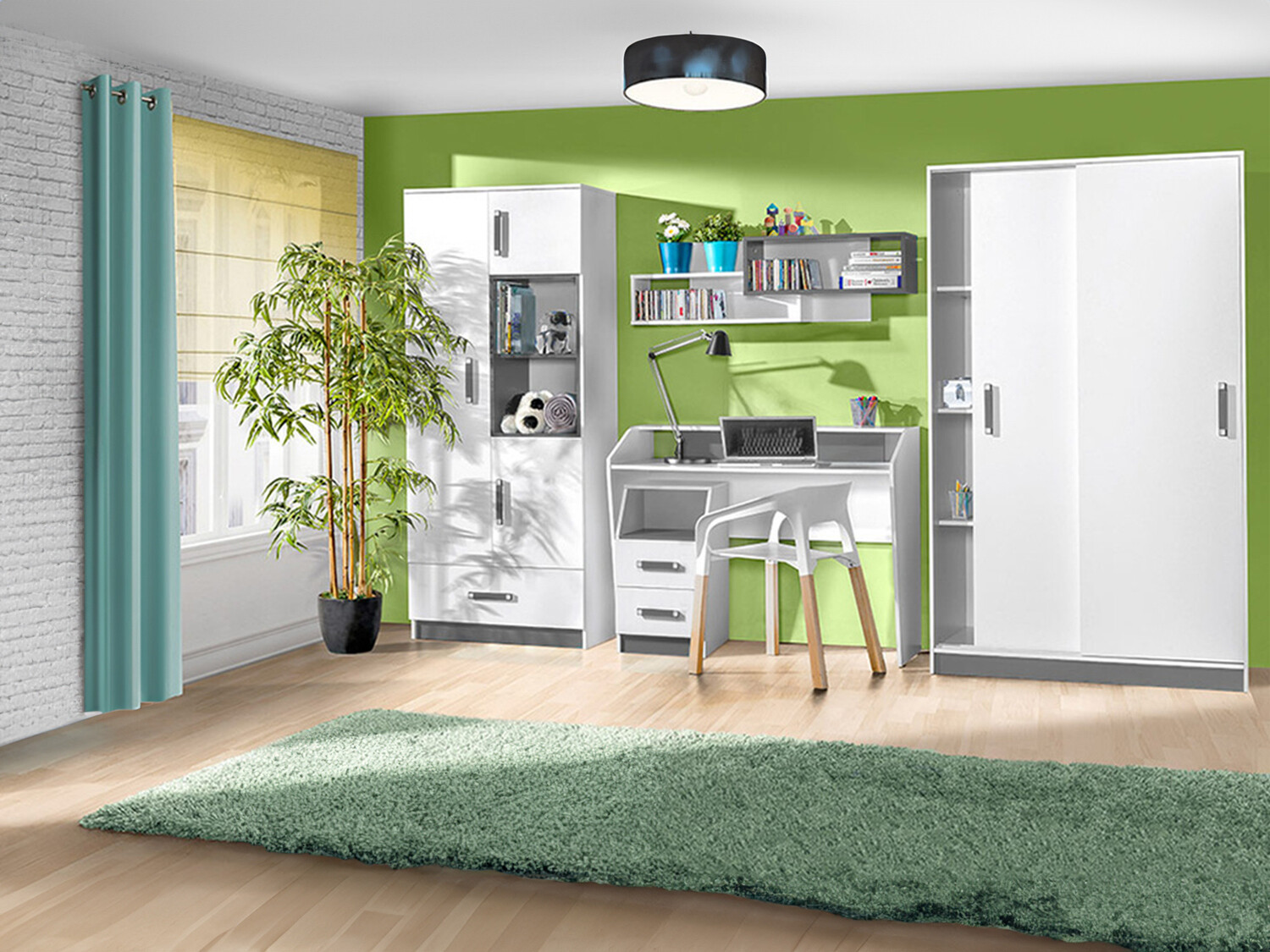 Komplet pohištva za otroško sobo Lorlare 119 (Bela + Siva)