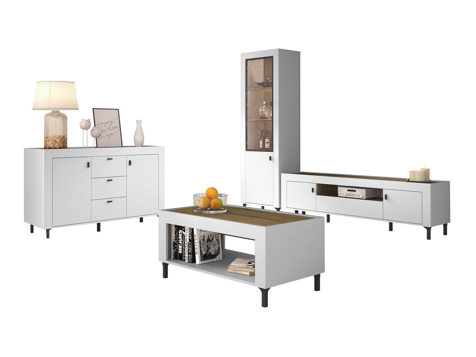 Komplet za dnevno sobo Mormavu 114 (Mat bela)