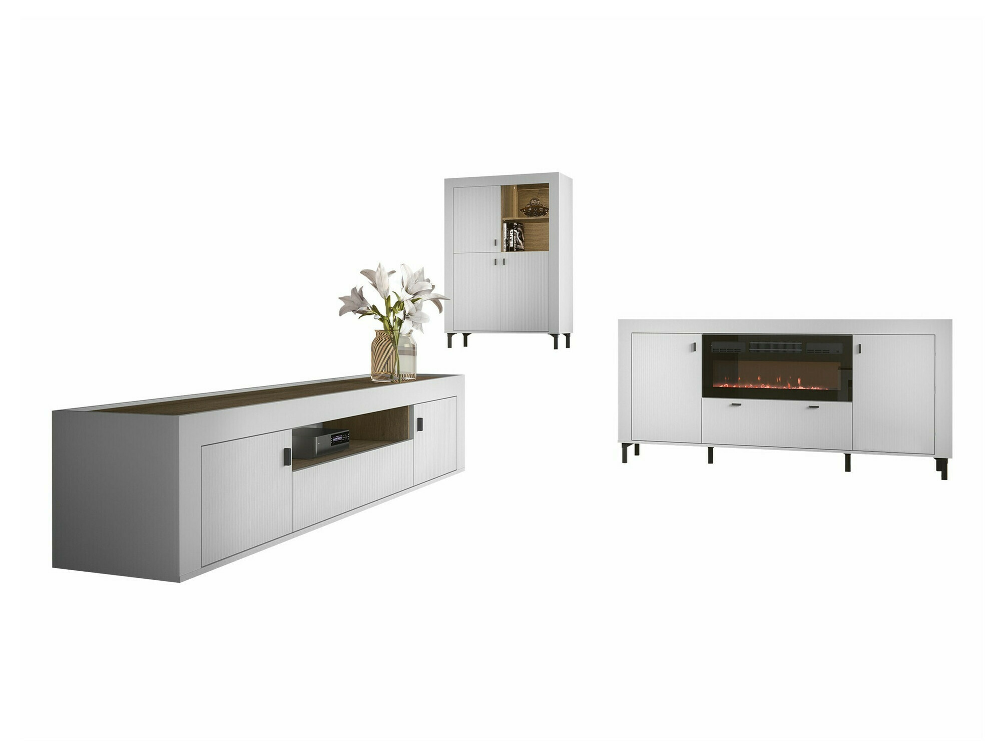 Komplet za dnevno sobo Mormavu 115 (Mat bela)