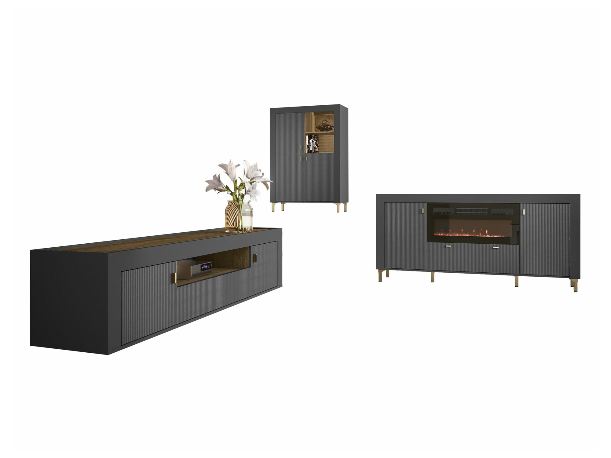 Komplet za dnevno sobo Mormavu 115 (Mat črna)