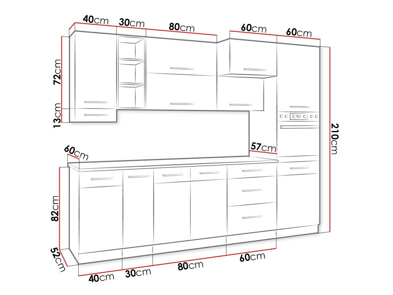 Modularni kuhinjski komplet Wood Dark 129