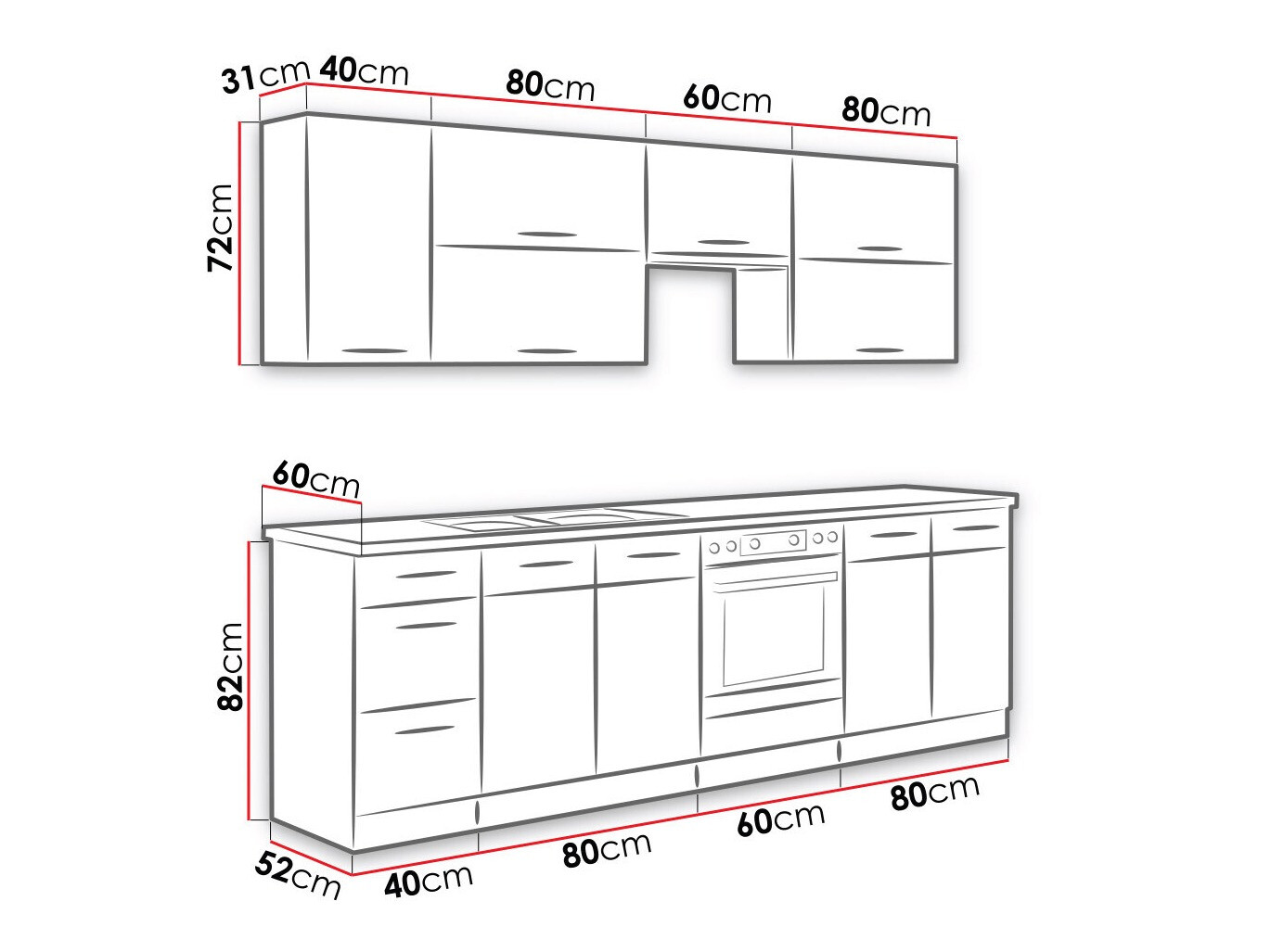 Modularni kuhinjski komplet Wood Grey 135