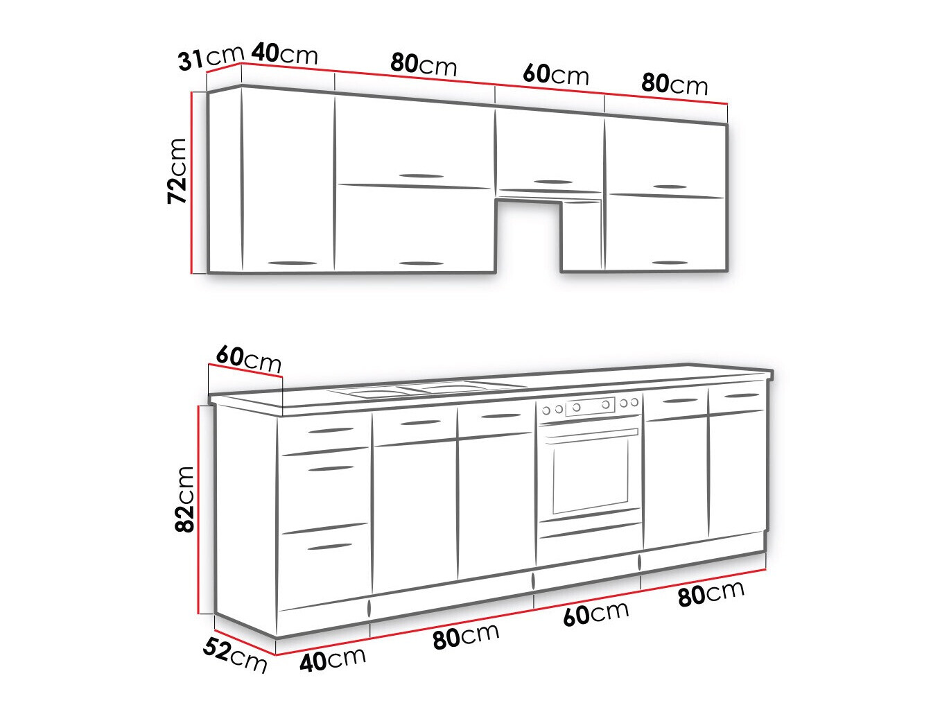 Modularni kuhinjski komplet Wood Grey 135