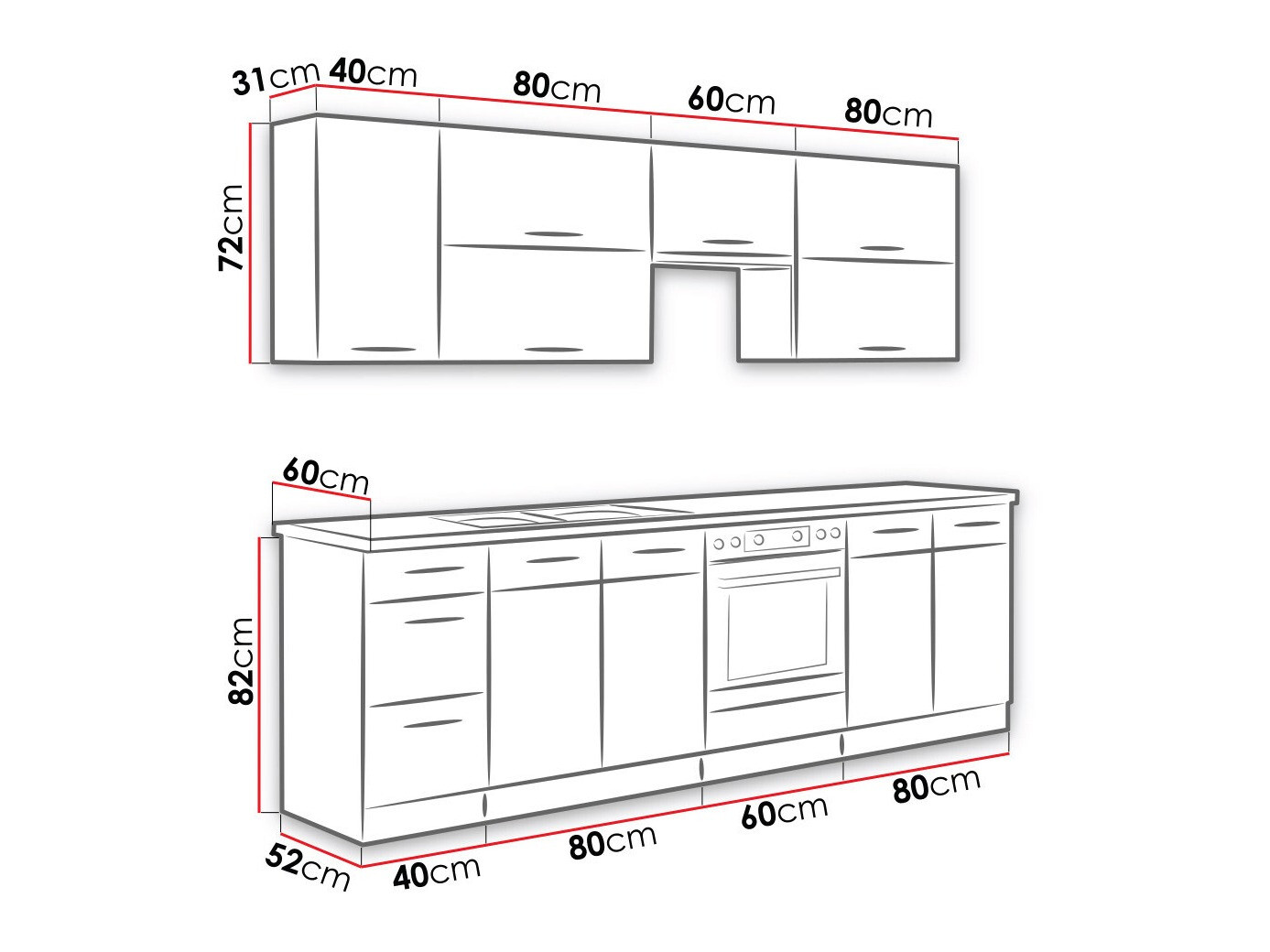 Modularni kuhinjski komplet Wood Grey 135