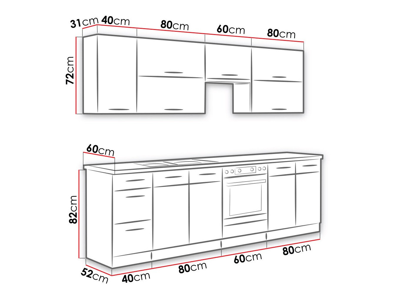 Modularni kuhinjski komplet Wood Grey 135