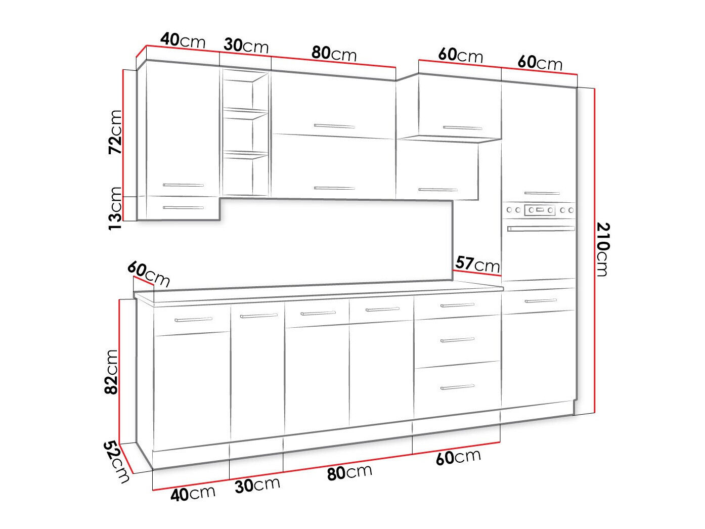 Modularni kuhinjski komplet Wood Grey 136