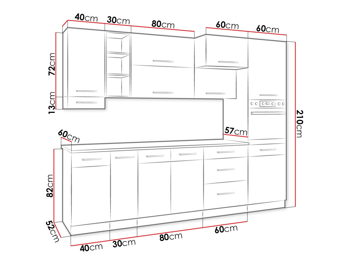 Modularni kuhinjski komplet Wood Grey 136