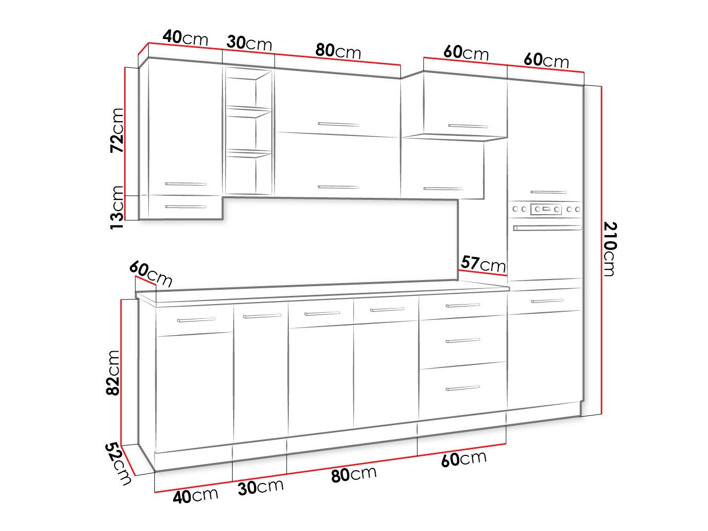 Modularni kuhinjski komplet Wood Grey 136