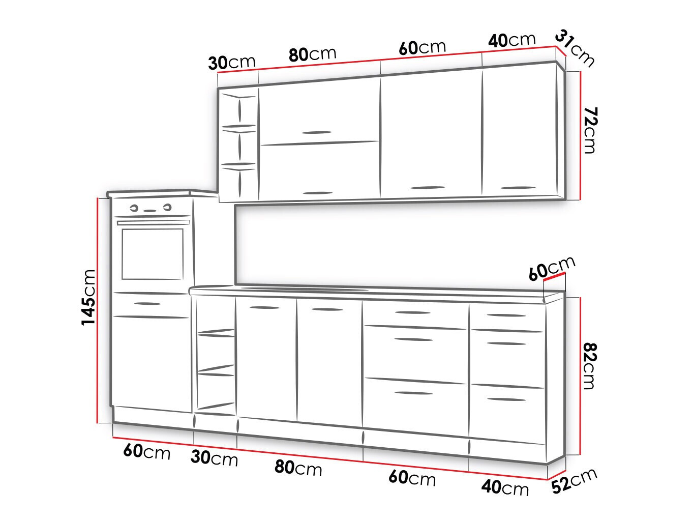 Modularni kuhinjski komplet Wood Grey 137