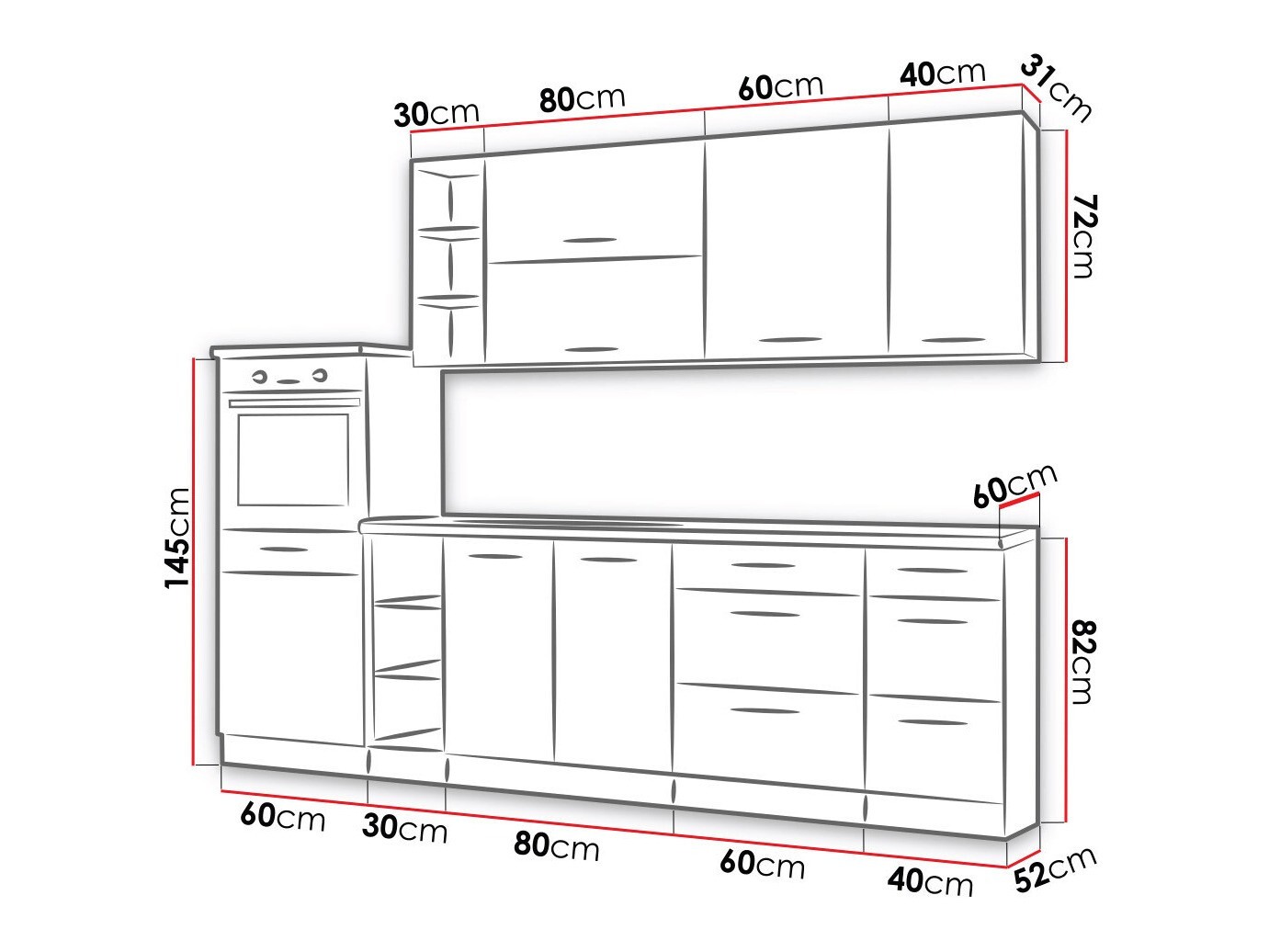 Modularni kuhinjski komplet Wood Grey 137