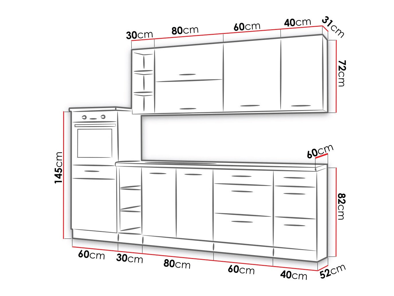 Modularni kuhinjski komplet Wood Grey 137