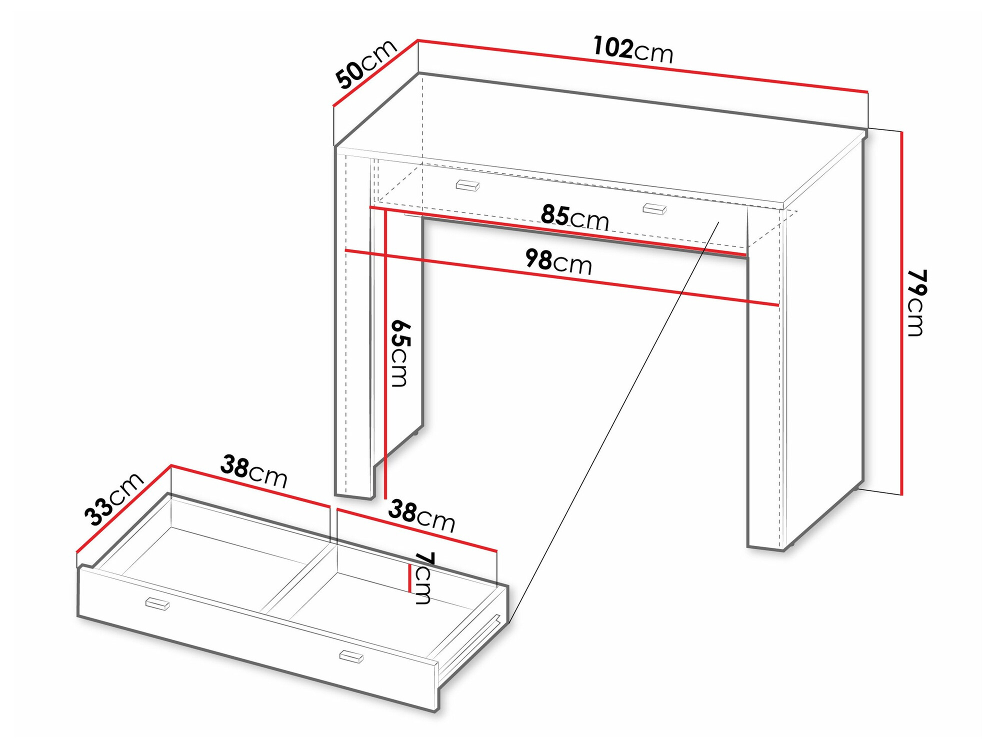 Toaletna mizica Mormavu 108 (Mat bela)