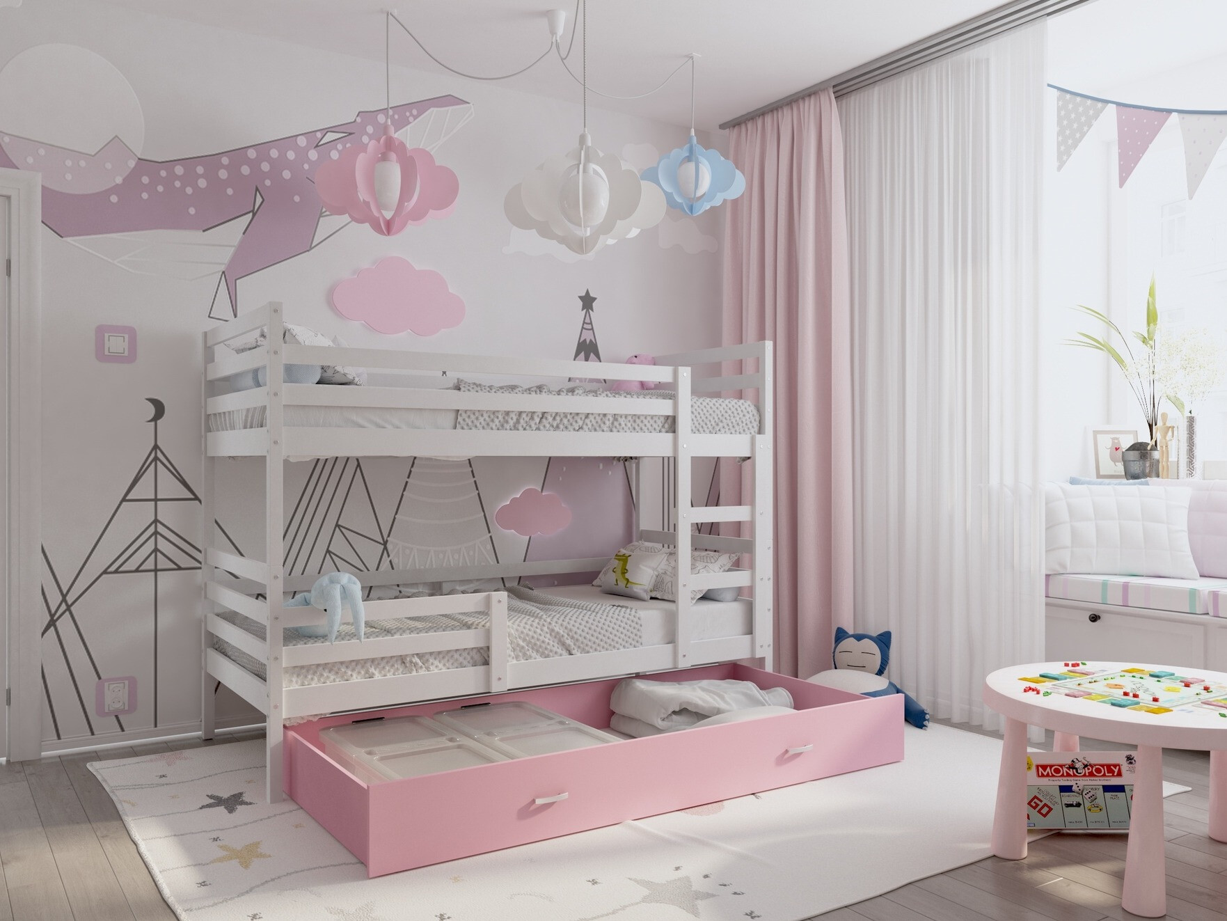 Dvonadstropna postelja Aurora 108 (Bela)