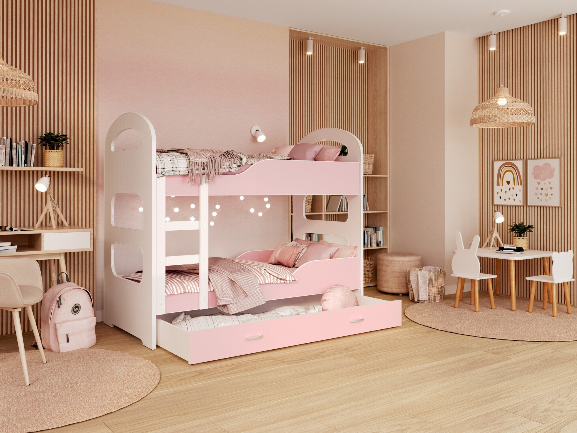 Dvonadstropna postelja Aurora 114 (Roza)
