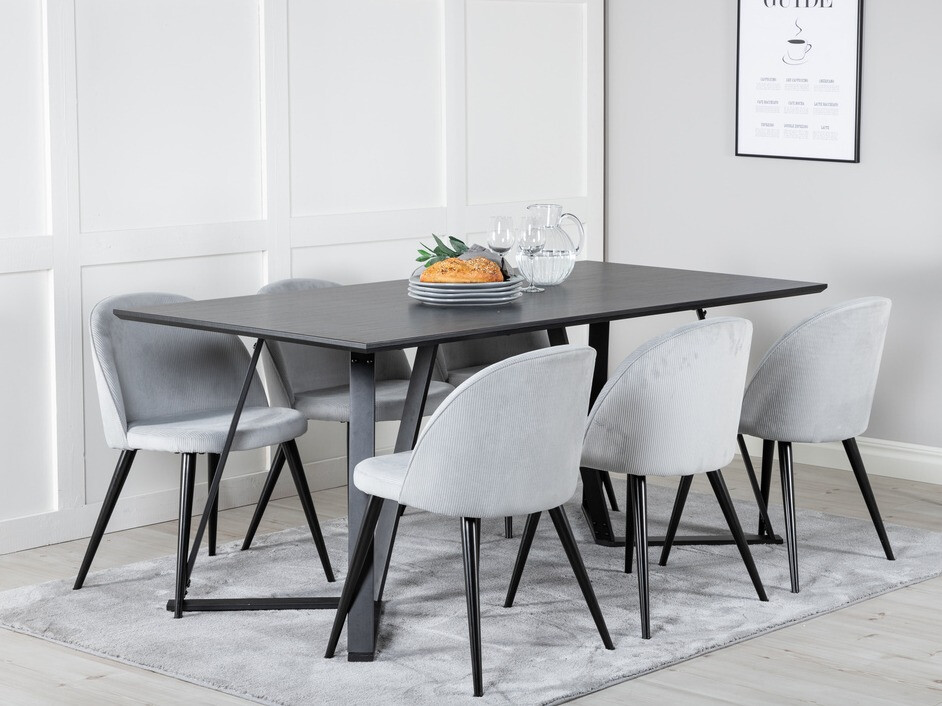 Jedilniški komplet Dallas 1962 (Črna + Svetlo siva)