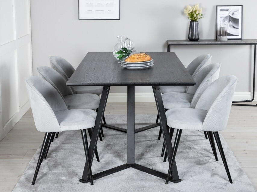 Jedilniški komplet Dallas 1962 (Črna + Svetlo siva)