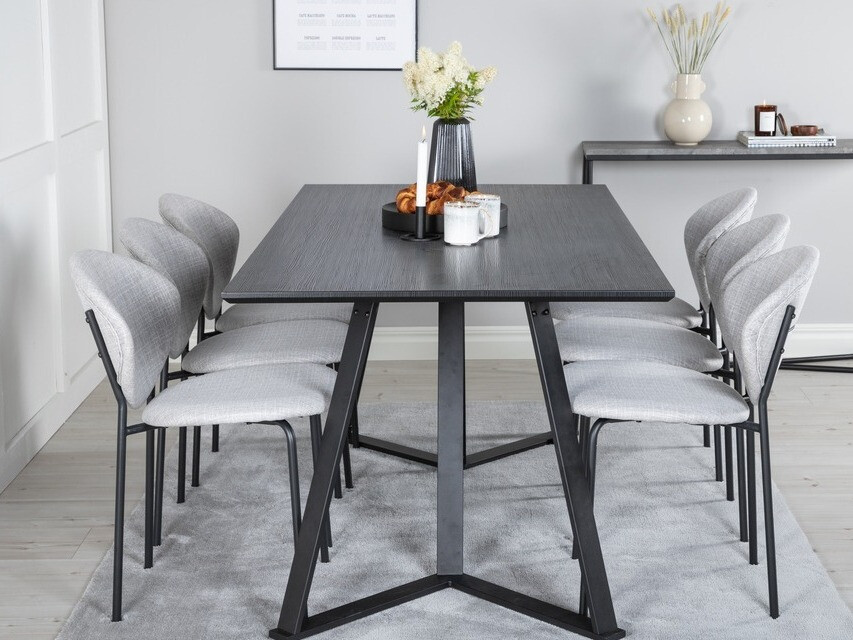 Jedilniški komplet Dallas 1970 (Črna + Siva)