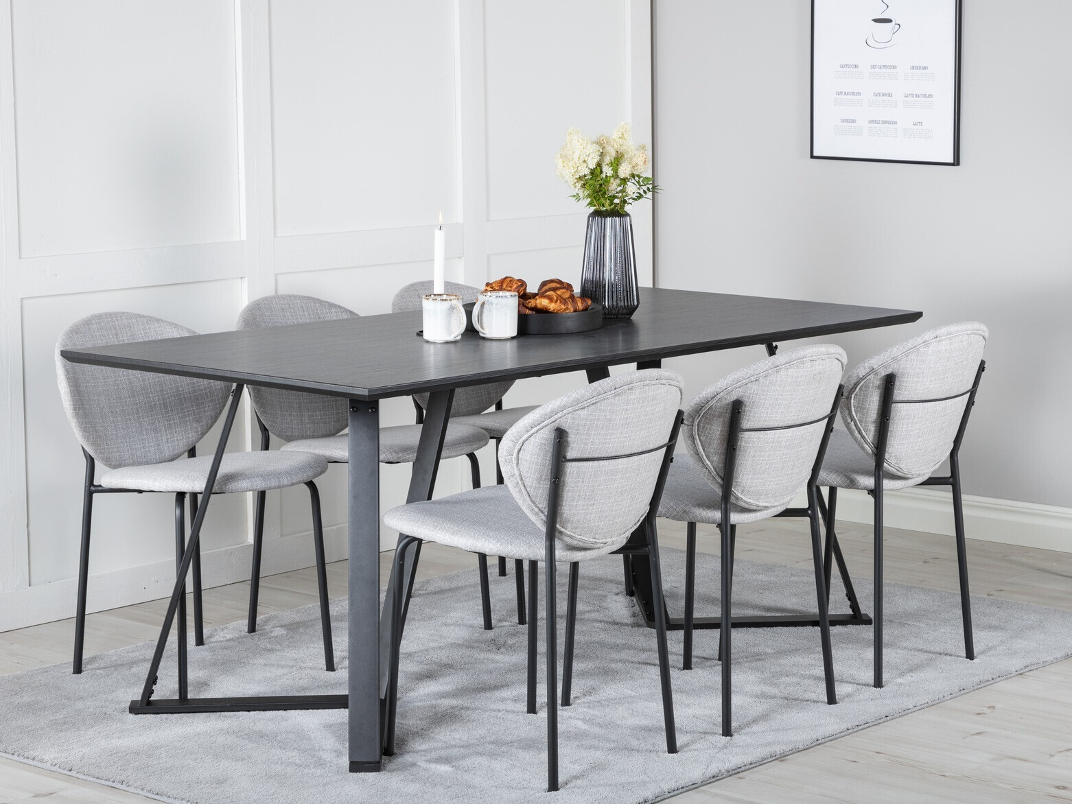 Jedilniški komplet Dallas 1970 (Črna + Siva)