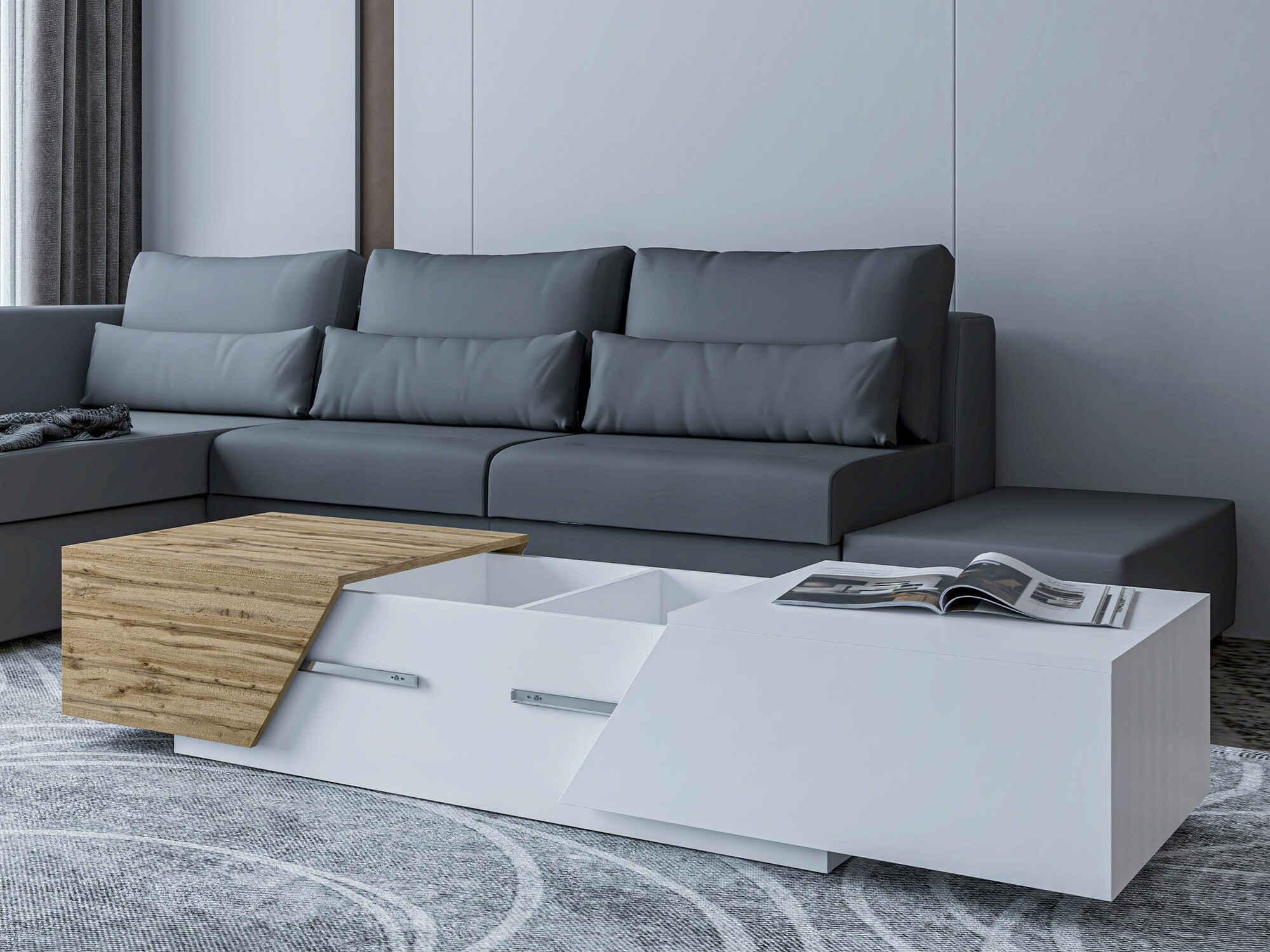 Komplet za dnevno sobo Comfivo Daldune 105 (Bela + Wotan hrast)