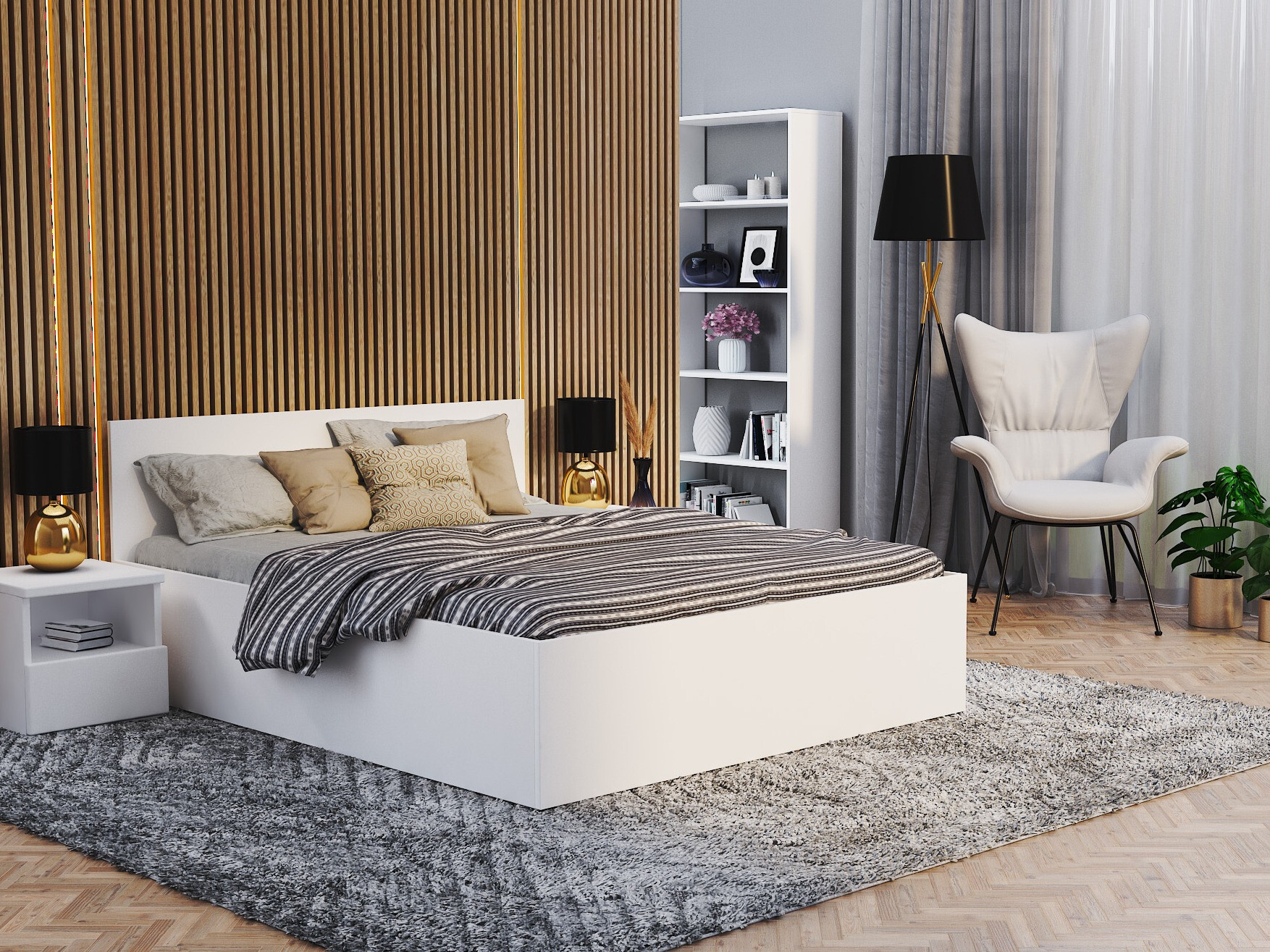 Postelja Aurora 145 (Bela)