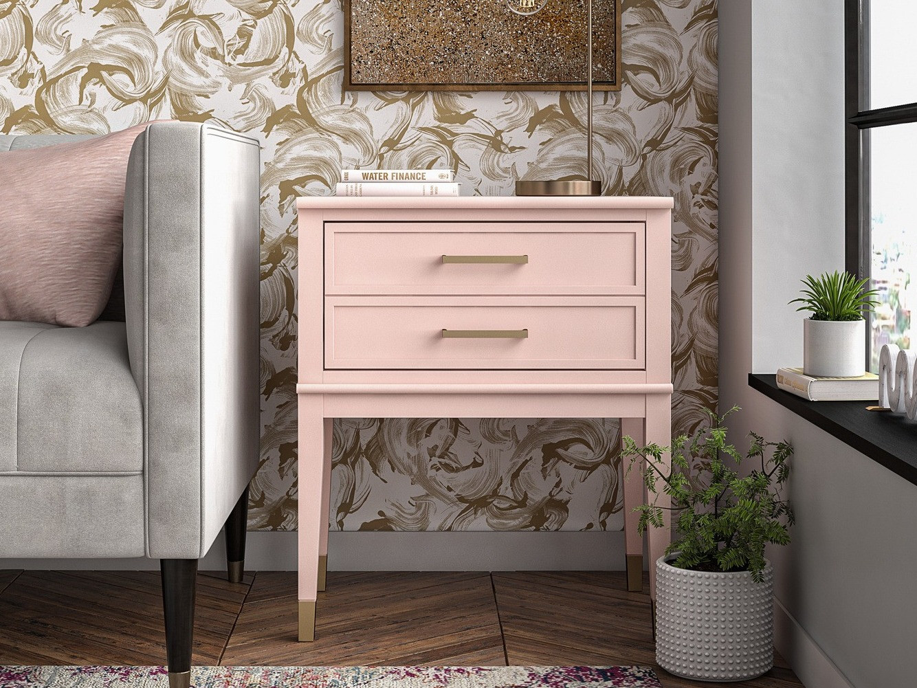 Nočna omarica CosmoLiving by Cosmopolitan Belromu 104 (Roza)