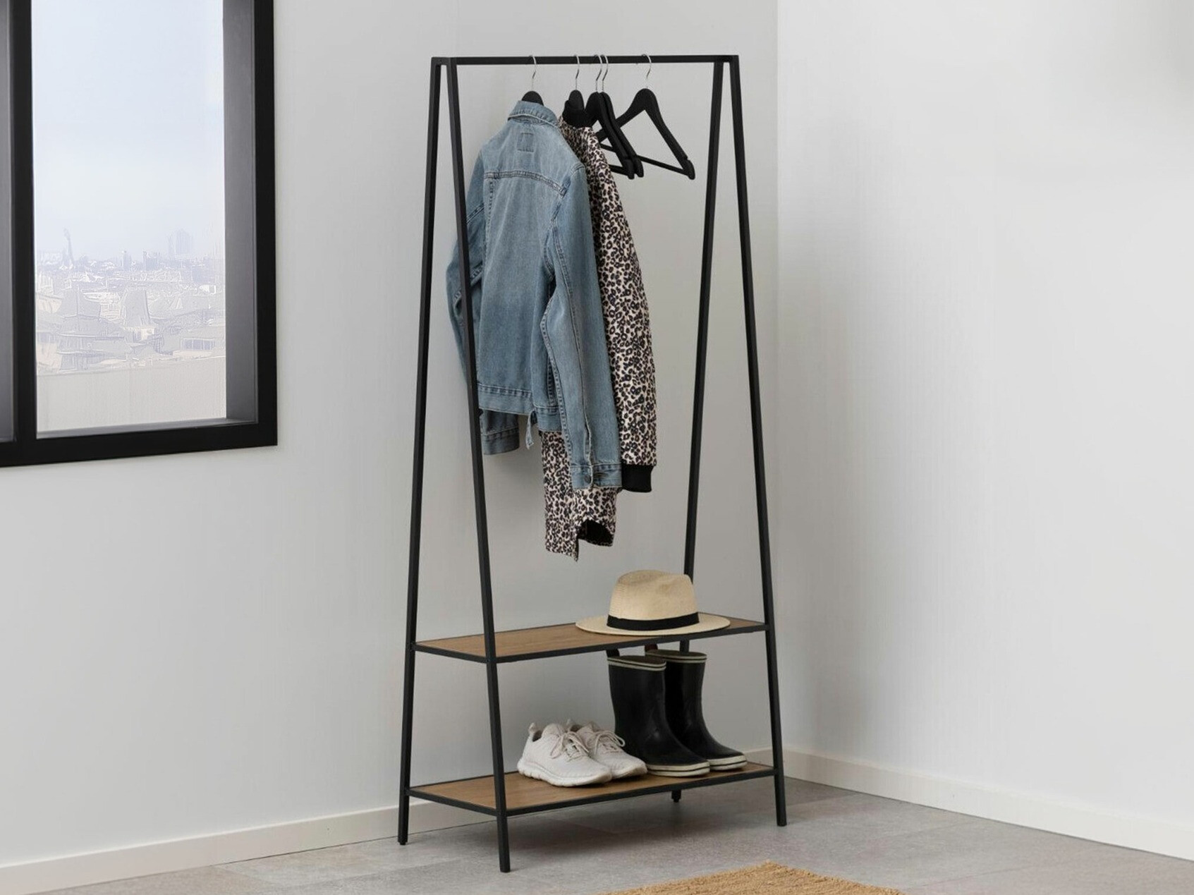 Obešalnik Norsica Sevferi 160 (Črna + Divji hrast)