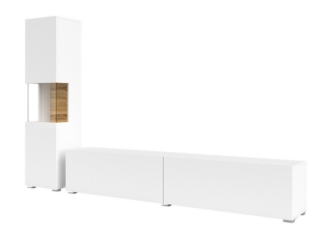 Komplet za dnevno sobo Revmiru 105 (Bela + Wotan hrast)