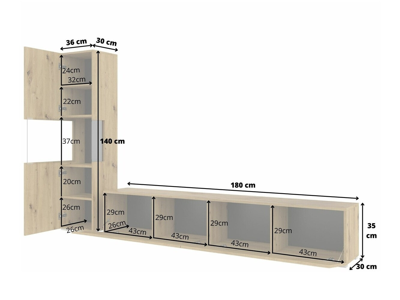 Komplet za dnevno sobo Revmiru 105 (Bela + Wotan hrast)