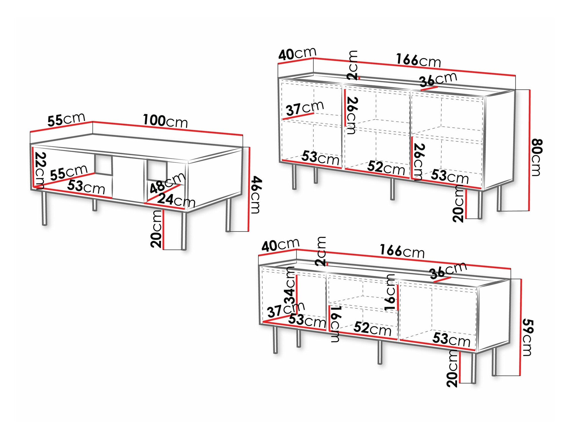 Komplet za dnevno sobo Mortali 108 (Črna)