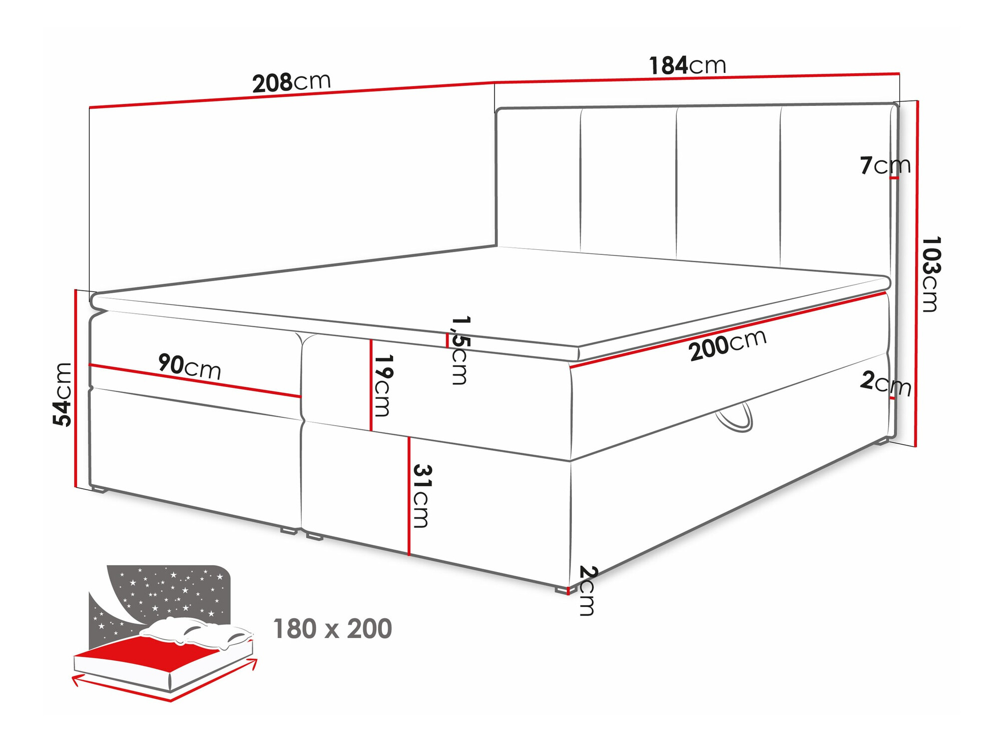 Boxspring postelja Baltimore 147 (Manila 02)