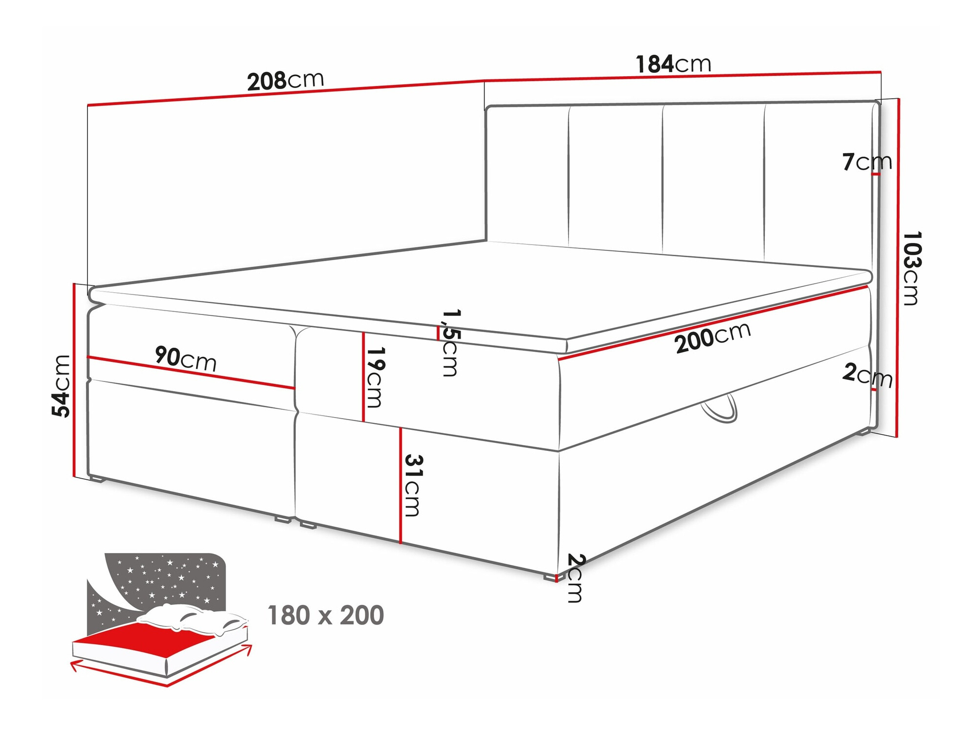 Boxspring postelja Oppidum (Manila 18)