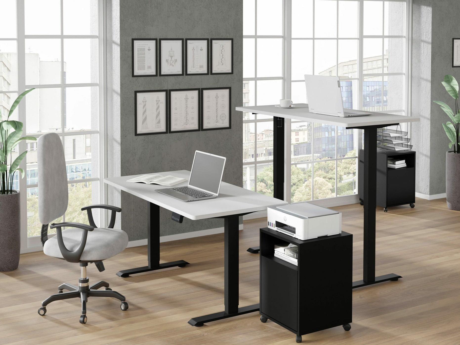 Dvižna pisalna miza Buffalo 183 (Črna)