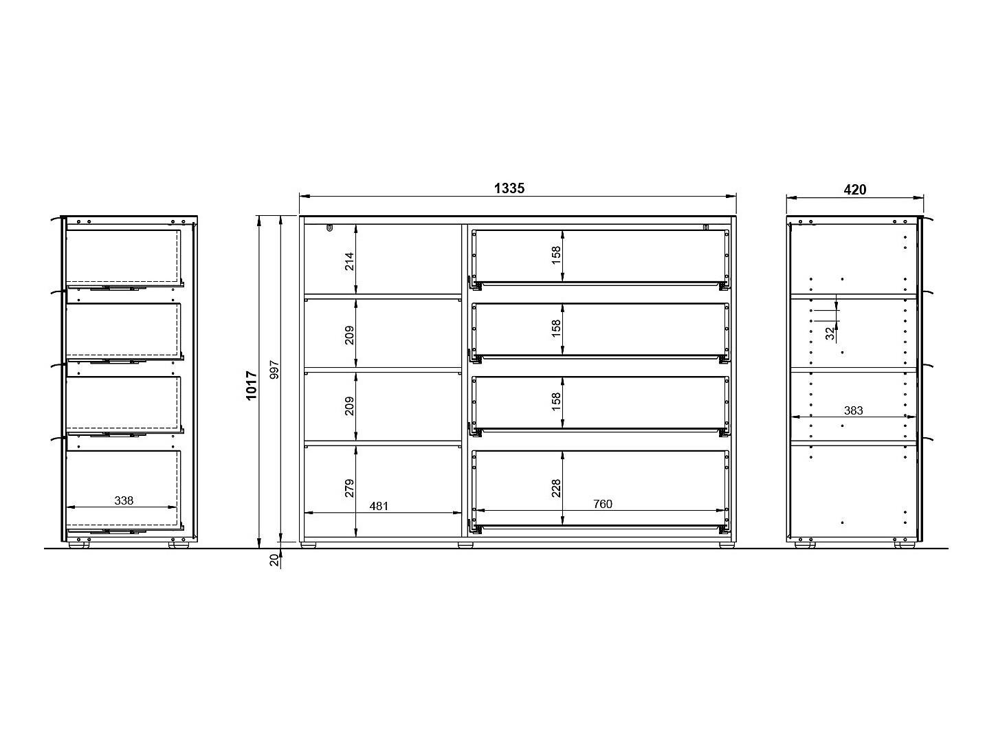 Komoda Sacramento 300 (Krema + Sijaj bež)