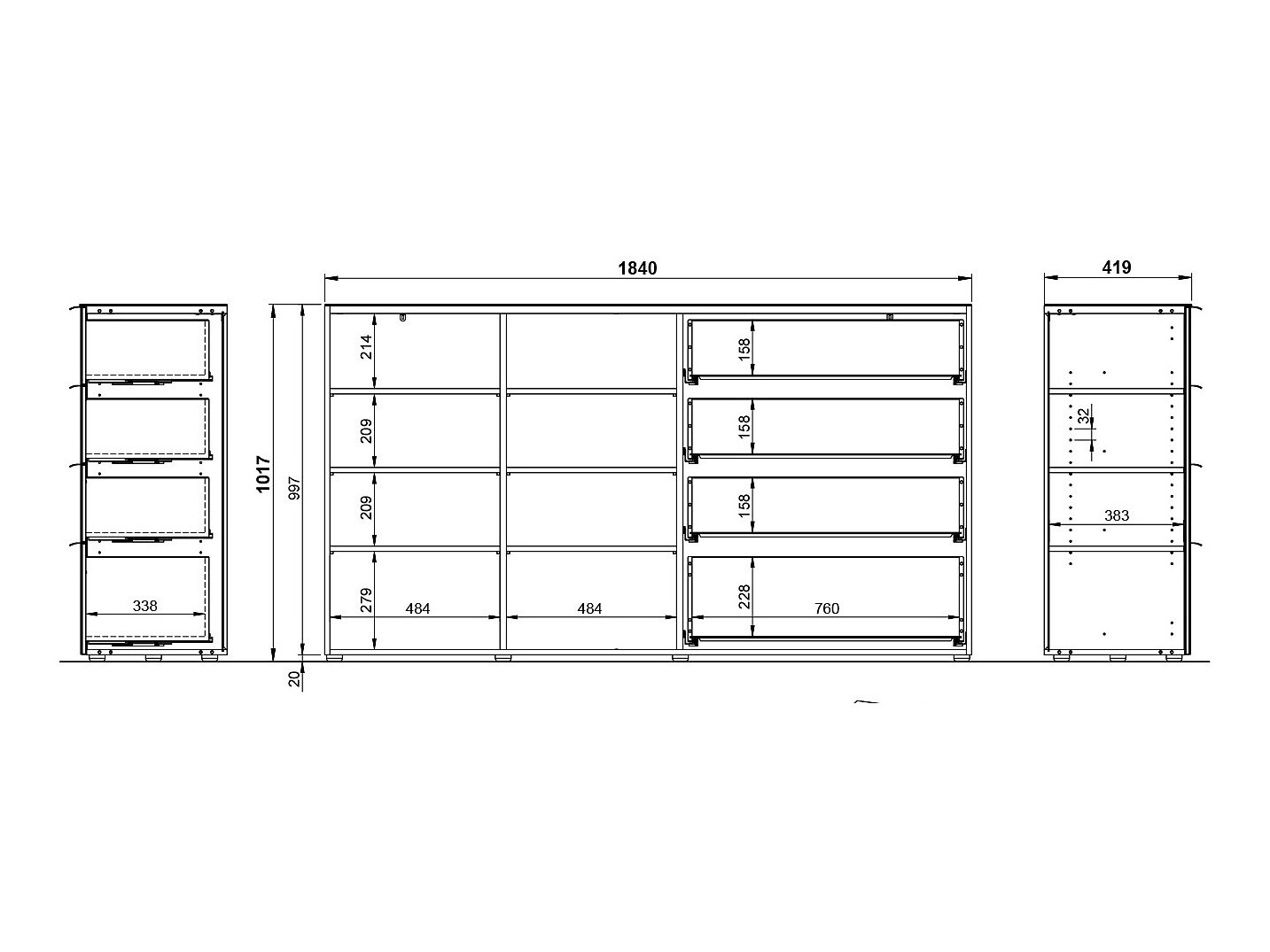 Komoda Sacramento 302 (Krema + Sijaj bež)