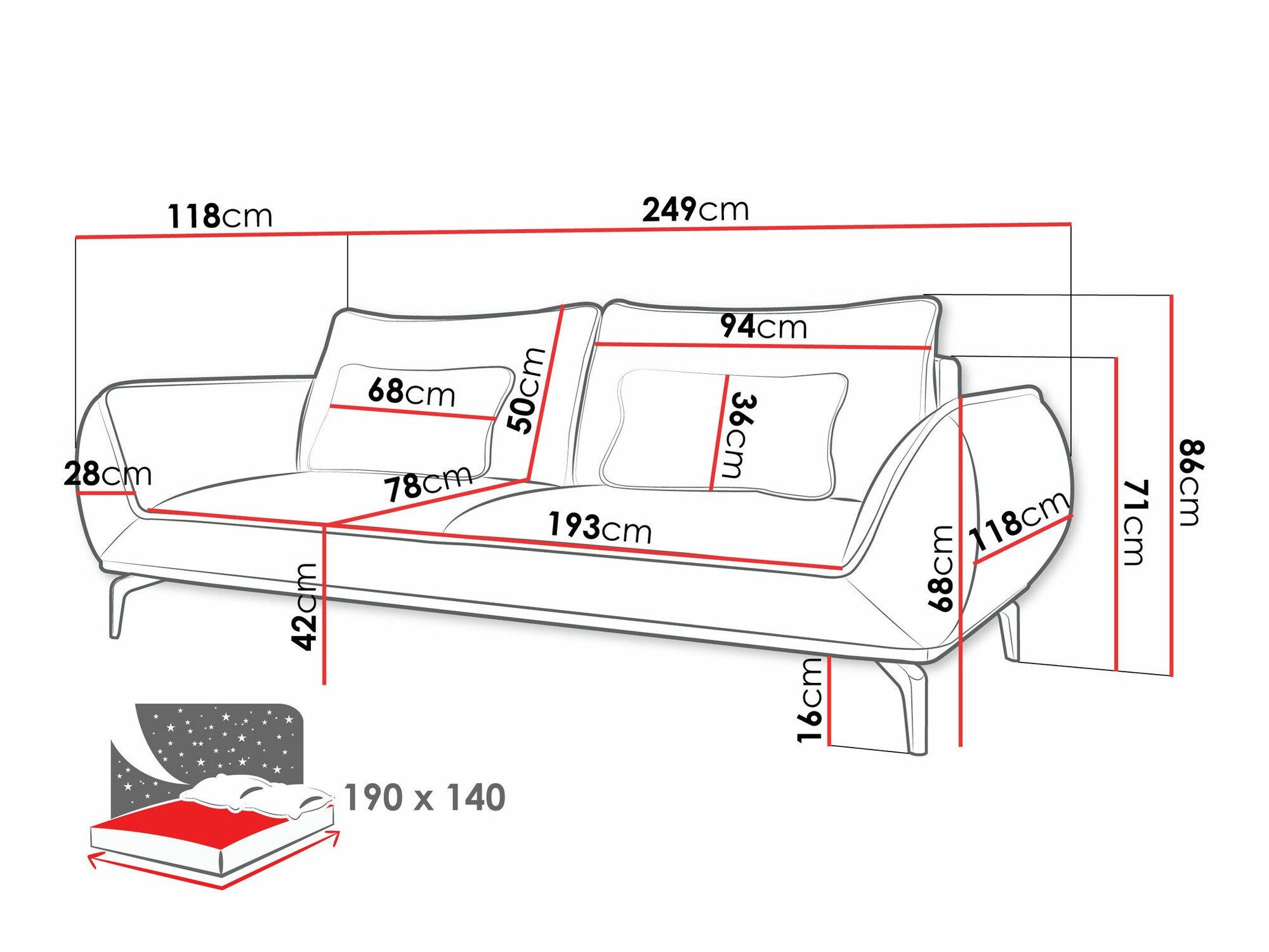 Raztegljiv kavč Lincoln 197 (Aragon 03)