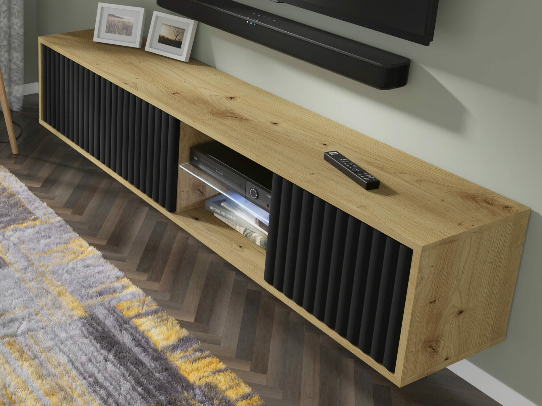 TV-omarica Buffalo 181 (Mat črna + Artisan hrast)