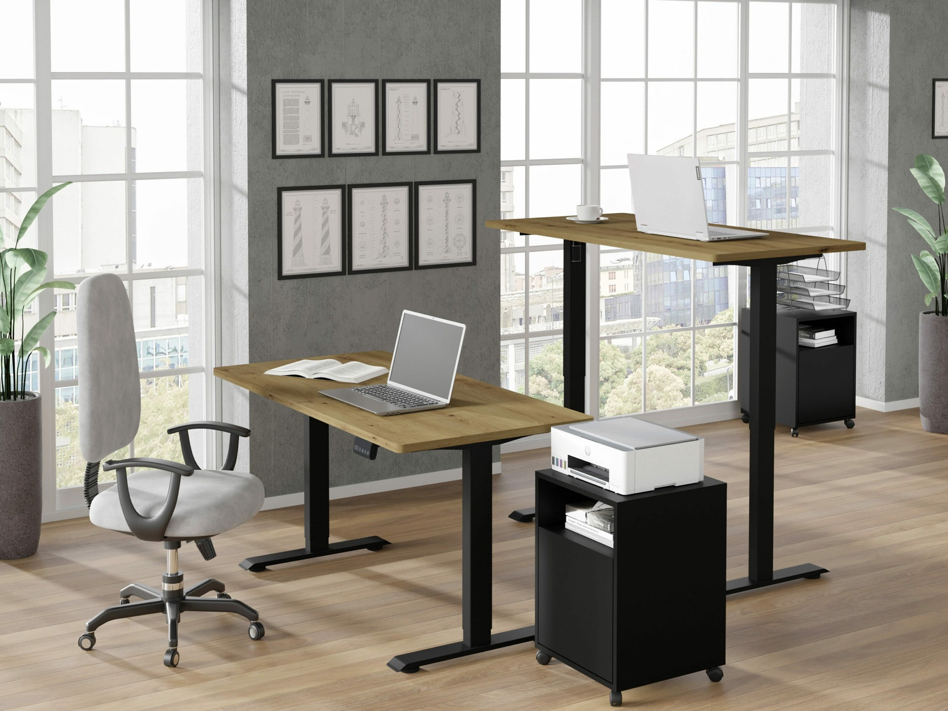 Dvižna pisalna miza Buffalo 184 (Črna)