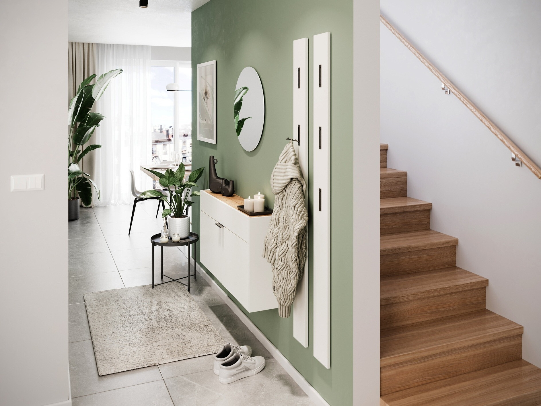 Regal za čevlje Cirsale 102 (Bela + Navarra hrast)