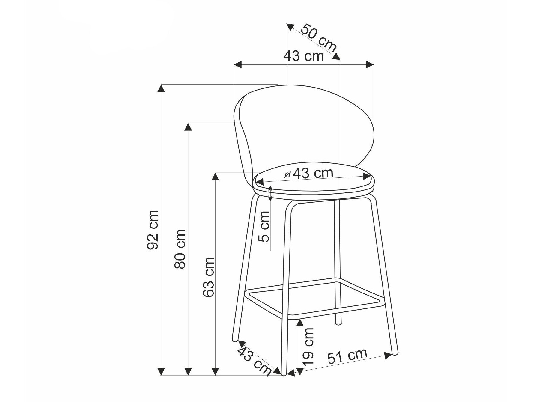 Srednje visok barski stol Houston 1824 (Bež)
