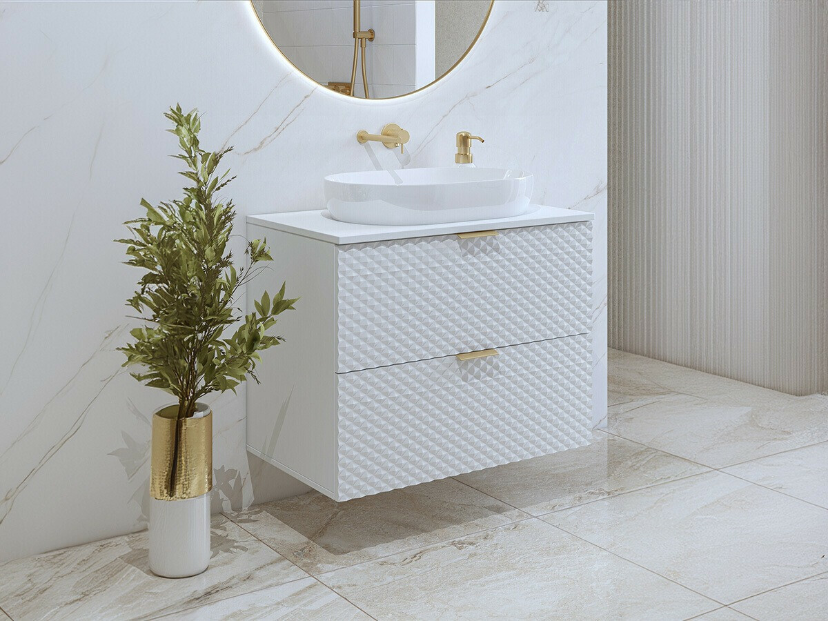 Viseča kopalniška omarica za umivalnik Liretu 107 (Bela)