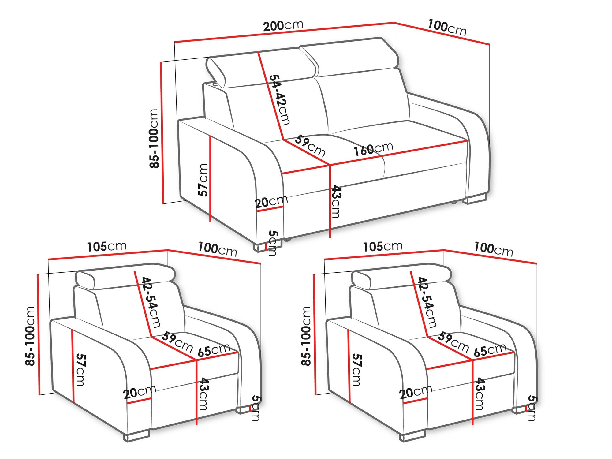 Komplet oblazinjenega pohištva Ovos (Crown 17)
