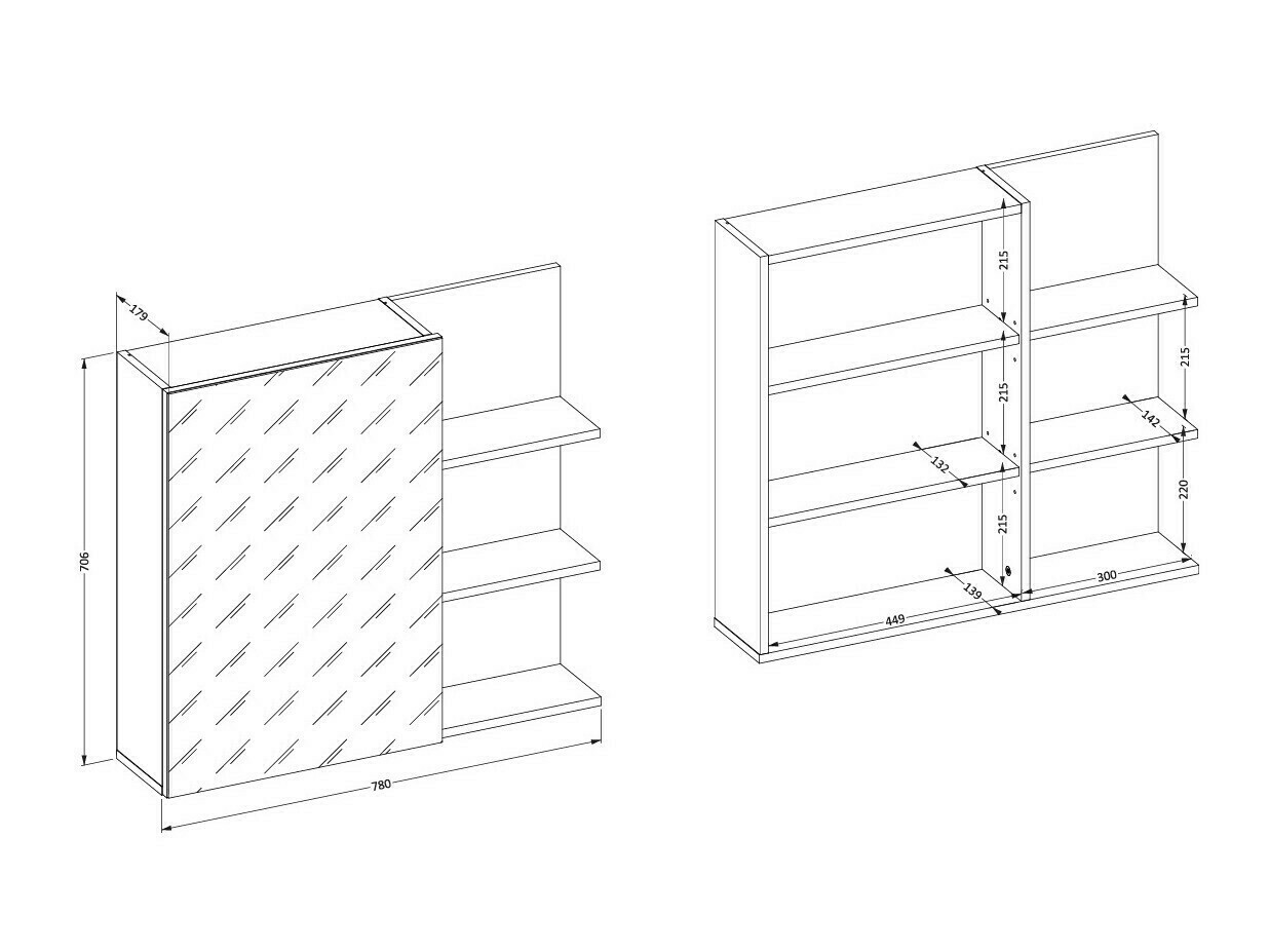 Kopalniška omarica z ogledalom Tecavu 102 (Sijaj bela + Bela)