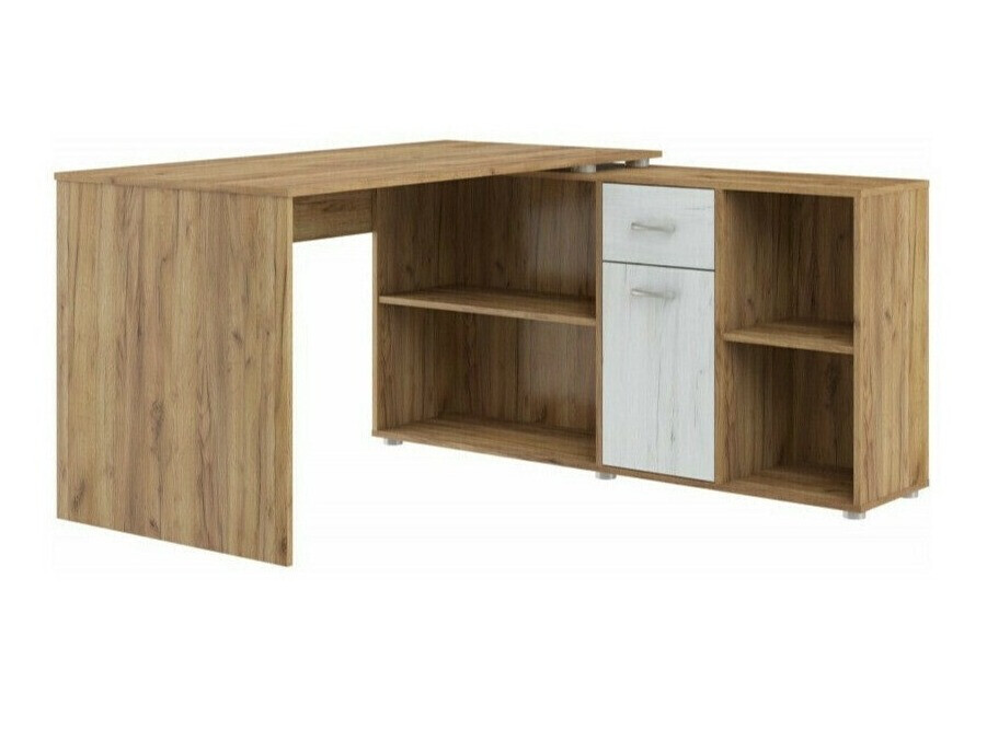 Kotna pisalna miza Gilroy 113 (Craft hrast + Craft bela)